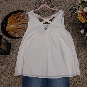 3141 Size 18 Lane Bryant Lined Shell Cream  with Criss Cross Back Feature NWT
